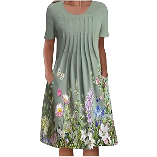 Sommerkleid Damen Rundhalsausschnitt Kurzarm LäSsiges Maxikleid Casual Plissiertes Langes Nielanges Kleid S-3xl Freizeitkleid Blumendruck Polka Punkt Mit Taschen Strand Sundress Ladies Kleider Sommerkleid Damen Rundhalsausschnitt Kurzarm LäSsiges Maxikleid Casual Plissiertes Langes Nielanges Kleid S-3xl Freizeitkleid Blumendruck Polka Punkt Mit Taschen Strand Sundress Ladies Kleider von tsaChick
