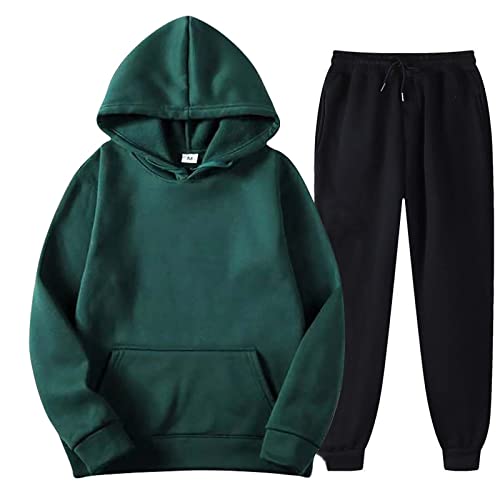 tsaChick 2PCS Outfits Männer und Damen Sport Trainingsanzüge lange Ärmel Pullover Hoodies Sweatshirt und Sweatpants Herbst Winter Anzug 3084 Army Green 42 von tsaChick