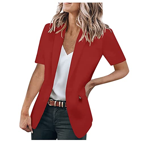 tsaChick Blazer Damen Kurz Damen Jacken Sale GüNstig Blazer Sexy Mode V Ausschnitt Solide Kurzarm Taschen Cardigan Lässige Oberbekleidung Damen Strickjacke Sommer von tsaChick