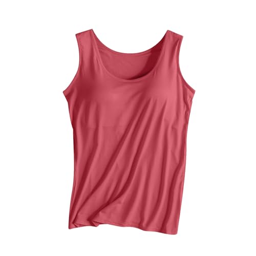 tsaChick Camisole Top Damen Basic Tank Top mit integriertem BH Mieder Slim Fit Weste gepolstertes Unterhemd BH Hemd U-Ausschnitt Bauchweg Shapewear Top Trägertop Body Shaper Spaghettiträger Oberteil von tsaChick