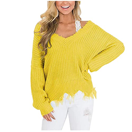 tsaChick Cardigan Damen Lang Schwarz SpitzeDamen V-Ausschnitt Off Shoulder Lose Pullover Pullover Damen Lose Strickpullover Unregelmäßiger Pullover JMB53 von tsaChick