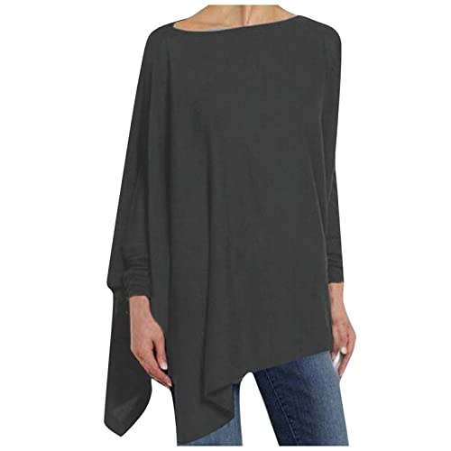 tsaChick Damen Langarmshirt Loose Einfarbige Langarm Hemd Women Tunika Rundkragen Schwarzes Langarmshirt Damen Pull On Großer Asymmetrisch Saum T-Shirts für Schwangere Elegante T-Shirts LTA37 tsaChick Damen Langarmshirt Loose Einfarbige Langarm Hemd Women Tunika Rundkragen Schwarzes Langarmshirt Damen Pull On Großer Asymmetrisch Saum T-Shirts für Schwangere Elegante T-Shirts LTA37 von tsaChick