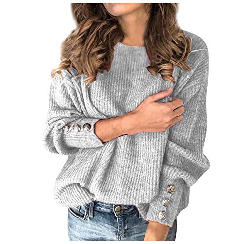 tsaChick Damen Pullover Strickjacken Sweater V Ausschnitt Sweater Damen Casual Soild Langarm Knopf Strick Pullover V Ausschnitt Pullover Mantel S-5XL von tsaChick