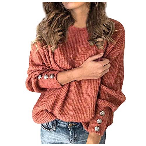 tsaChick Damen Pullover Strickjacken Sweater V Ausschnitt Sweater Damen Casual Soild Langarm Knopf Strick Pullover V Ausschnitt Pullover Mantel S-5XL von tsaChick