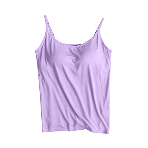 tsaChick Damen Unterhemden Camisole-Tops für Damen mit integriertem BH-Ausschnitt, Weste, gepolstertes Basic-Camisole, Verstellbarer Spaghetti-Träger, Tank-Top, Cami-Tanks von tsaChick