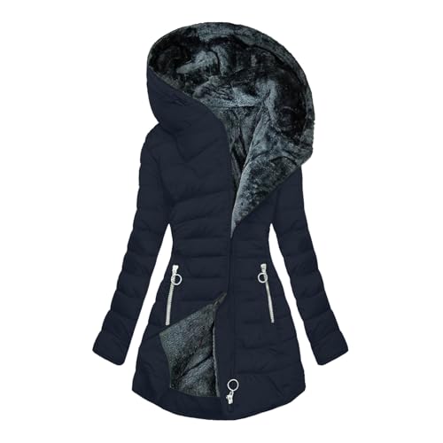 tsaChick Damen Winterjacken Damen Winterparka Mantel Winterjacke Parka Daunenmantel Herbst Winter Warm Kunstfellkragen Kapuzenmantel mit Tasche Winterjacke Damen Warm S-5XL von tsaChick