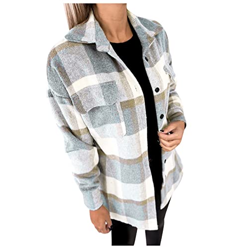 tsaChick Flanellhemd Damen Damen lässig Lange Ärmel Plüsch Karierte Lange Jacke Strickjacke Cardigan Damen Sommer Elegant von tsaChick