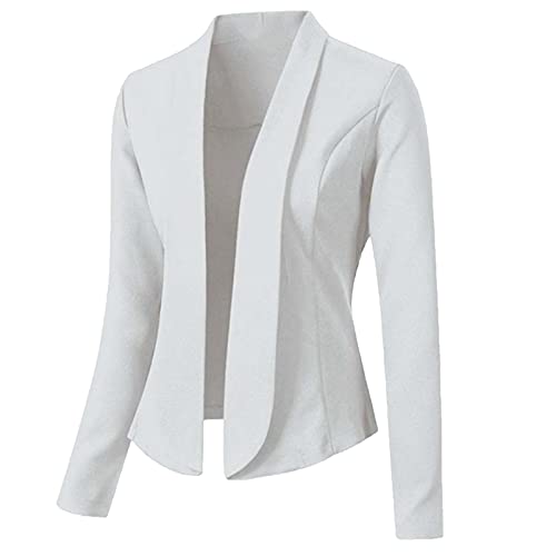 tsaChick Jersey Blazer Damen Damen Elegant Langarm Blazer Sakko Einfarbig Slim Fit Revers Geschäft Büro Jacke Kurz Mantel Anzüge Bolero mit Tasche S-2XL Leichter Sommer Cardigan von tsaChick