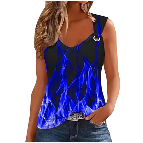 tsaChick Laufweste Damen Tank Top Tagesangebote Tube Top Sommer Casual Weste Flamme Lockere Passform Crop Tops Damen Sport Ohne Ärmel Tunika Tanktops Oberteil Racerback Dunkelgrau BXI93 von tsaChick