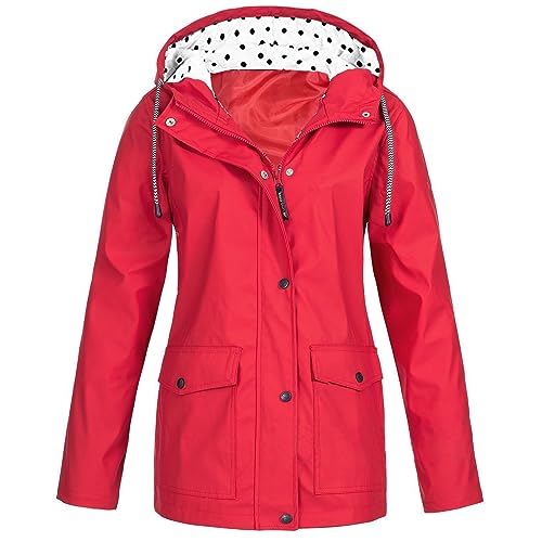 tsaChick Leichte Regenjacke Damen Wasserdicht Sonnenschutz Outdoor-Sportbekleidung Stanzen Jacke Langärmelig Mit Kapuze Lässig Jacke Faltbare Regenjacke Damen Regenjacken Für Mädchen Wasserd von tsaChick