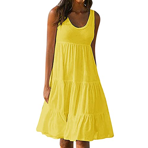 tsaChick Mittelalter Kleidung Damen große größen, Tunika Kleid Damen Sommer, Renaissance Kleid mädchen, Damen Tunika Kleid Sommer kurz Kleider elegant, Festliche Kleider für Damen Knielang, Yellow von tsaChick