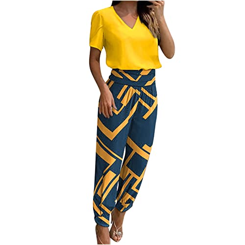 tsaChick Mode Frau Rundhalsausschnitt Muster Solide Kurze Ärmel Bluse +Loose Taschen Hosen Sets Hawaii Hemd Männer Lustig T Shirt Damen Grosse Grössen Hemden Damen Langarm Regular Fit Hemdbluse Damen von tsaChick