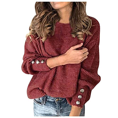 tsaChick Oversize Pullover Damen Lang Strickpulli Damen Strickpullover Casual Pullover Warm Oberteil Tops Streifen Sweater Elegant Herbst Winter Sweatshirt Wollpullover Damen Oversize S-5XL von tsaChick