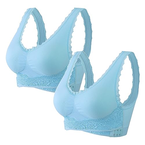 tsaChick Push Up BH Wmbra BH Unsichtbarer BH Soft BH Ohne Buegel Bügelloser BH 2PC Frauen bequem Nicht-Stahl Ring vorne Kreuz Seite Schnalle einstellbar gerafft große Größe von tsaChick