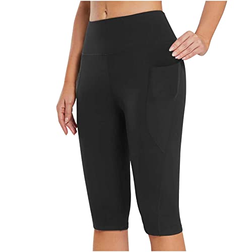 tsaChick Radlerhose Damen mit Tasche lang, Radlerhose Damen gepolstert kurz löffler, Radlerhose Damen kurz für Kleid, Black M 36 von tsaChick