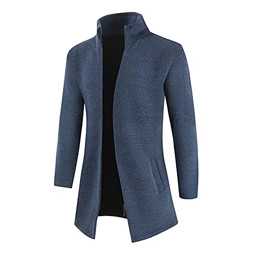 tsaChick Strickjacke Herren Weiss Männer Long Sleeve Jacket Männlich Cardigan Herren Lang Sommer Schwarz Men Short Stehkragen Business Strandkleid Herbst Solide Open Front Business Strickweste KSC7 von tsaChick