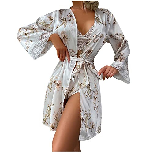 tsaChick Strickjacken Verschluss Women's Fashion Homewear Pyjamas Women's Three-Piece Outerwear + Underwear + Shorts Pyjama Set Homewear KSP7 von tsaChick