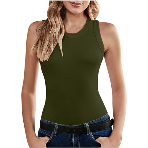 tsaChick Tank Top Damen Sale Angebot Tops Teenager Mädchen Streetwear Ärmellos Sommer Tank Top Rundkragen Basic Einfarbig Crop Top Sexy V-Ausschnitt Tanktops & Träger-Tops für Damen BXF66 von tsaChick