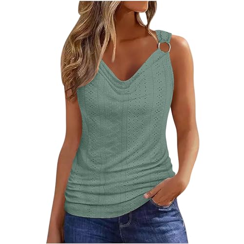 tsaChick Tops Teenager Mädchen Sale Angebot Top Damen Bauchfrei Summer Tops V-Ausschnitt Leichtgewichtig TräGertop Ärmelloses Tank Top Damen Set Einfarbig Tanktops & Träger-Tops für Damen BXH47 von tsaChick