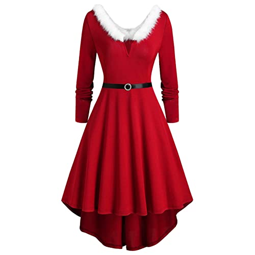 tsaChick Weihnachtskleid Damen Bodycon Damen Weihnachten Kleider Langarm Weihnachtskleid Vintage Hepburn Cocktailkleid Weihnachten Druck Partykleid Weihnachtskleid Mädchen S-XXL von tsaChick