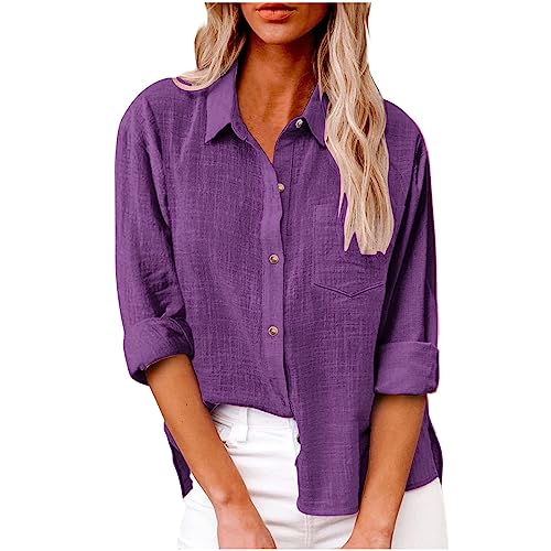 tsaChick Weiße Chiffon-Blusen für Damen kurzärmelig V-Ausschnitt Sommer-Casual-Tops mit Punkten Purple 109 XXXXL 46 von tsaChick