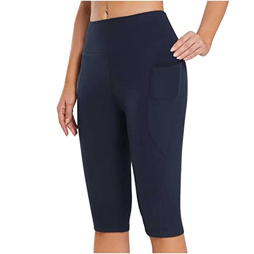 tsaChick Yogahose Damen Damen Radlerhose Kurz Sport Leggins, Hohe Taille Sporthose Laufshorts Workout Shorts Sport Tights mit Taschen von tsaChick