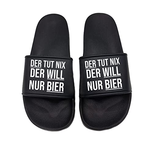 tshirtladen Der tut nix der will nur Bier Badelatsche Sandalen Urlaub Sommerschuh Unisex, Größe: 42 EU von tshirtladen