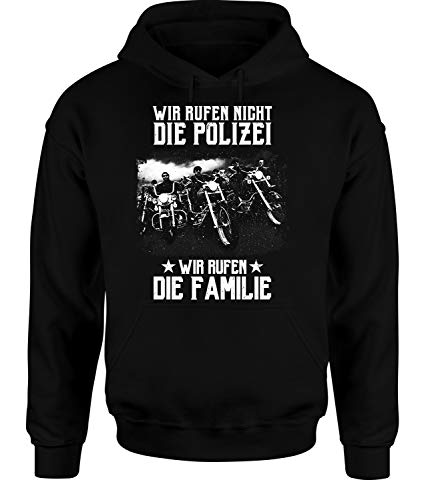 tshirtladen Wir rufen Nicht die Polizei wir rufen die Familie Line Hoodie Unisex Rocker - Biker - Motorrad, Farbe: Schwarz, Größe: Xx-Large von tshirtladen