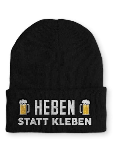 tshirtladen Beanie Mütze Heben statt kleben Statement Wintermütze, Farbe: Black von tshirtladen