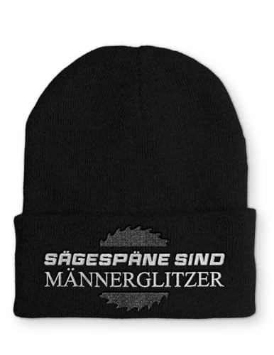 tshirtladen Beanie Mütze Sägespäne sind Männerglitzer Statement Wintermütze, Farbe: Black von tshirtladen