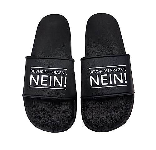 tshirtladen Bevor du fragst: NEIN! Badelatschen Sandalen Urlaub, Größe: 38 EU von tshirtladen