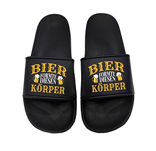 tshirtladen Bier formte diesen Körper Badelatsche Sandalen Urlaub Vatertag, Größe: 41 EU von tshirtladen