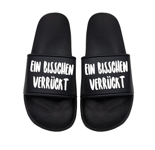 tshirtladen Ein bisschen verrückt Badelatsche Sandalen perfekt für den Strand und im Urlaub und Muttertag, Größe: 38 EU von tshirtladen