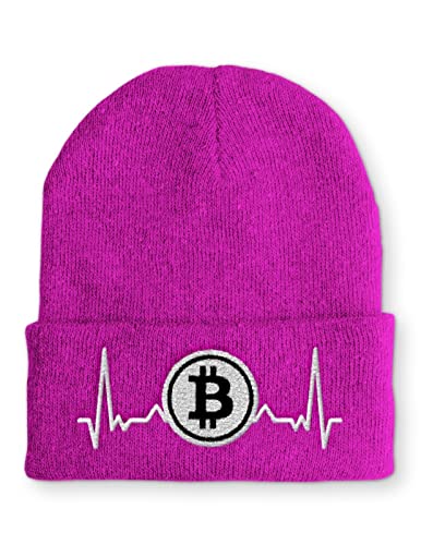 tshirtladen Heartbeat Bitcoin Krypto Herzschlag Mütze Beanie für den Kryptofan, Farbe: Pink von tshirtladen