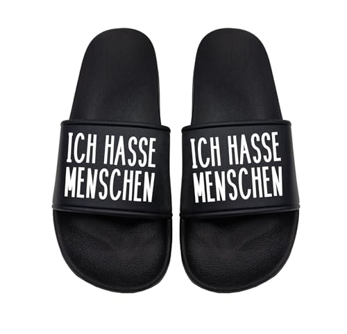 tshirtladen Ich hasse Menschen Badelatsche Sandalen Urlaub Sommerschuh Unisex, Größe: 42 EU von tshirtladen