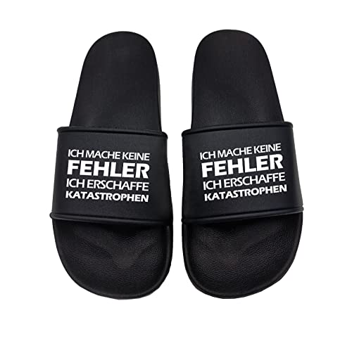 tshirtladen Ich mache keine Fehler... Ich erschaffe Katastrophen Badelatsche Sandalen Urlaub, Größe: 42 EU von tshirtladen