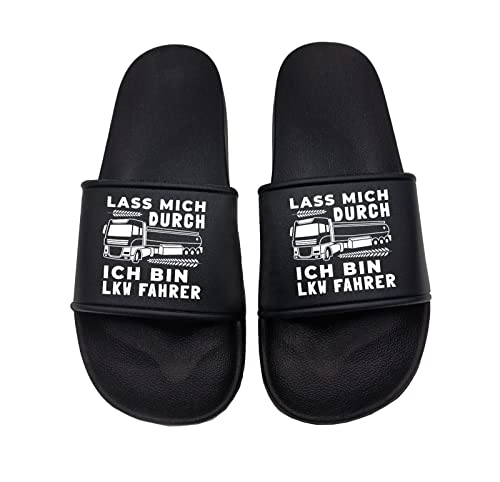 tshirtladen Lass mich durch ich bin LKW Fahrer Badelatsche Sandalen Urlaub, Größe: 47 EU von tshirtladen