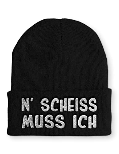 tshirtladen N' Scheiss muss ich Statement Spruchmüze Beanie Wintermütze, Farbe: Black von tshirtladen