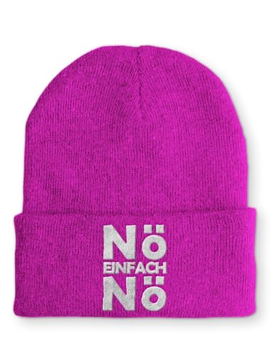 tshirtladen Nö einfach Nö Statement Beanie Mütze mit Spruch, Farbe: Pink von tshirtladen