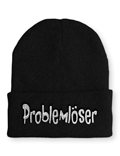 tshirtladen Problemlöser Mütze Statement Beanie Mütze mit lustigem Spruch, Farbe: Black von tshirtladen