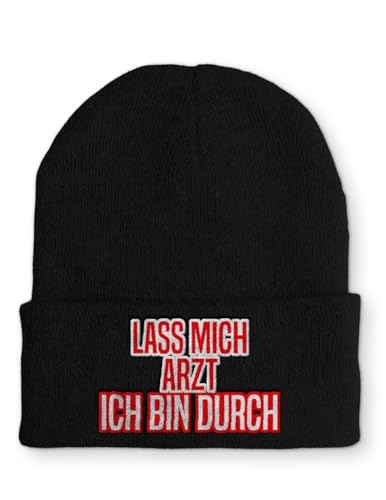 tshirtladen Strickmütze Lass Mich Arzt ich Bin durch Mütze Wintermütze lustige Beanie mit Stick, Farbe: Black von tshirtladen