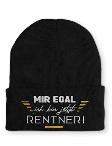 tshirtladen Strickmütze Mir egal ich Bin jetzt Rentner Mütze Wintermütze lustige Beanie mit Stick, Farbe: Black von tshirtladen