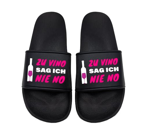 tshirtladen Zu Vino sag ich Nie No Badelatsche Sandalen perfekt für den Strand und im Urlaub und Muttertag, Größe: 39 EU von tshirtladen