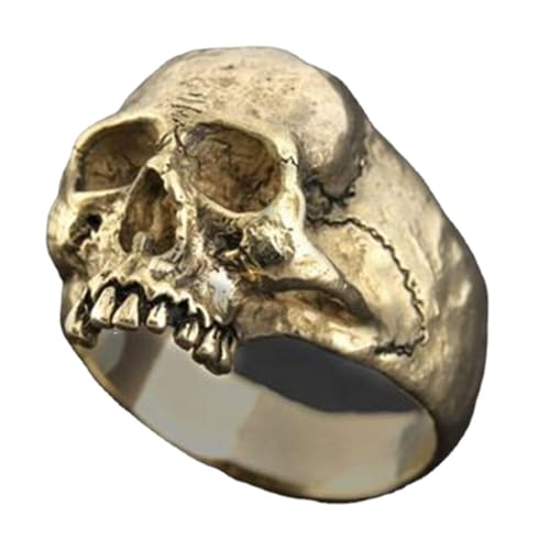 tuwiwol Coole Jungs Ring, speziell entworfener Punk Ring, umarmen Sie den Gothic Stil, Legierungs Totenkopf Ring, speziell entworfene Ringe, Gold, zehn von tuwiwol