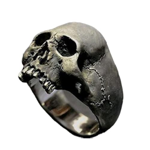 tuwiwol Gothic Punk Horror Schädel Ringe, einzigartig und stilvoll, geeignet für viele Gelegenheiten, Legierung, goldener Gothic Punk Horror Schädel Ring, Silber, dreizehn von tuwiwol