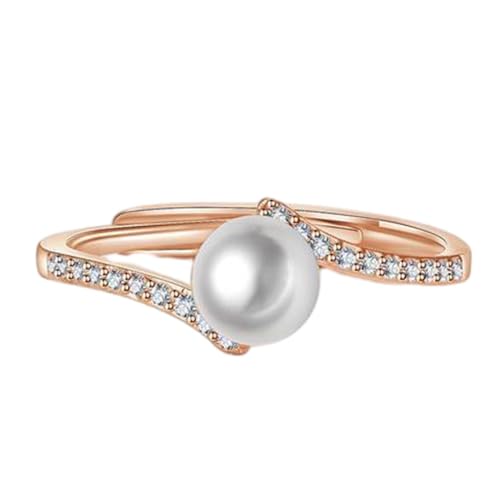 tuwiwol Schöner und eleganter verstellbarer Kupferring für Damen, modischer Statement Ring aus Metall, verstellbare Ringe für Damen, Fingerring, Roségold von tuwiwol