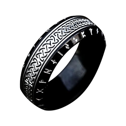 tuwiwol Vintage Stahlring, Geschenk für Männer und Frauen, einzigartiger Look, Metall für Unisex, Ring für Männer, Ringe, Geschenke für Freunde, Alles schwarz, acht von tuwiwol