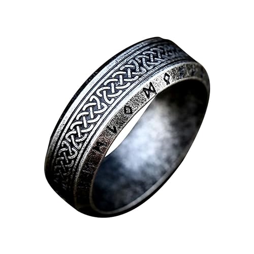 tuwiwol Vintage Stahlring, Geschenk für Männer und Frauen, einzigartiger Look, Metall für Unisex, Ring für Männer, Ringe, Geschenke für Freunde, Antikes Silber, acht von tuwiwol