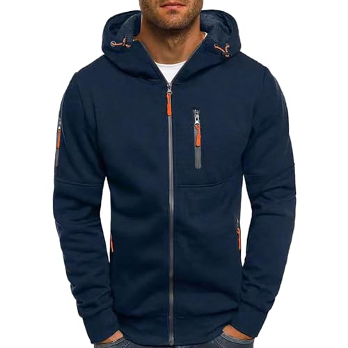 Herren Hoodie Zip up Kapuzenpullover Langarm Kapuzenjacke Reißverschluss Kapuze Sweatshirt Casual Sweatjacke Regular Fit Taschen Jacke Basic Kordelzug Sport Herbst Winter Kapuzenpulli Pullover 1 von umifyxioy