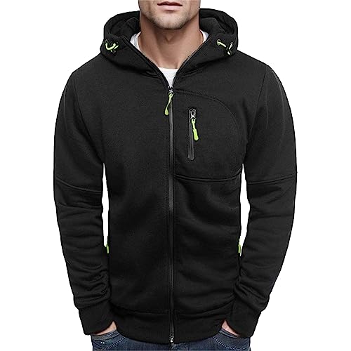 Herren Hoodie Zip up Kapuzenpullover Langarm Kapuzenjacke Reißverschluss Kapuze Sweatshirt Casual Sweatjacke Regular Fit Taschen Jacke Basic Kordelzug Sport Herbst Winter Kapuzenpulli Pullover von umifyxioy